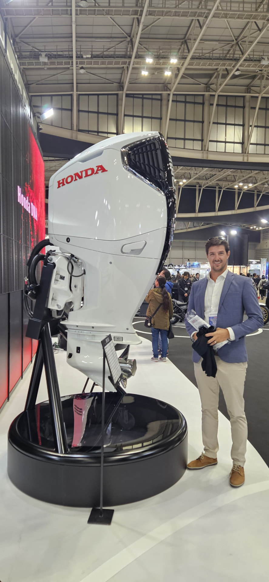 Honda flagship outboard on display at the Boat Show